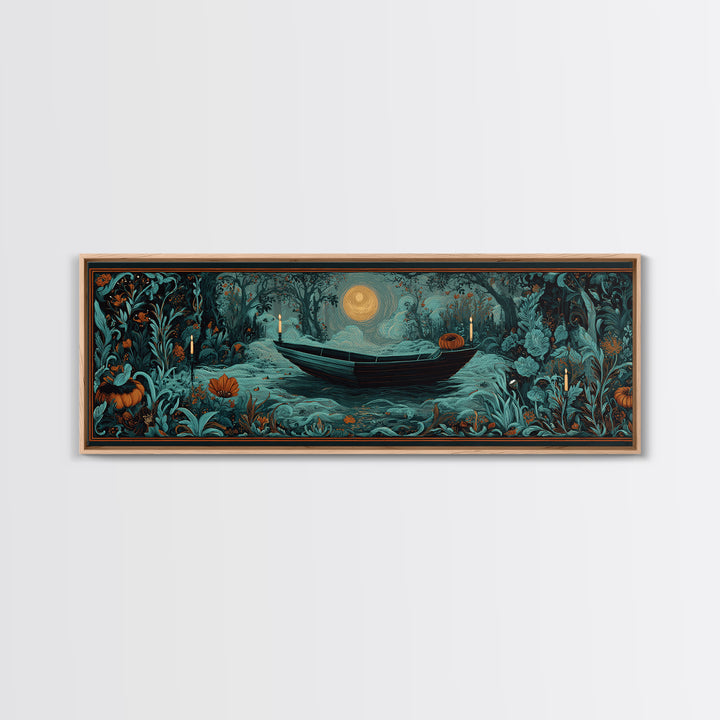 The Floating Coffin Garden - Icon Portrait, Gothic Home Decor, Extra Wide Wall Art, Canvas Print, Halloween Home Decor, Gothic Wall Art