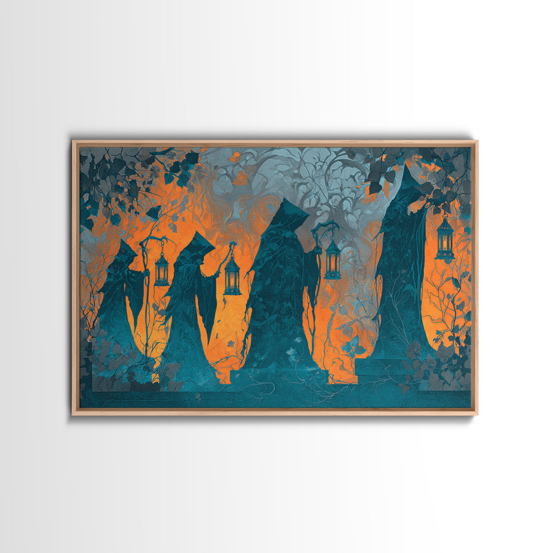 The Autumn Reaper Parade - Icon Portrait, Occult Wall Decor, Landscape Wall Art, Canvas Print, Halloween Home Decor, Gothic Wall Art