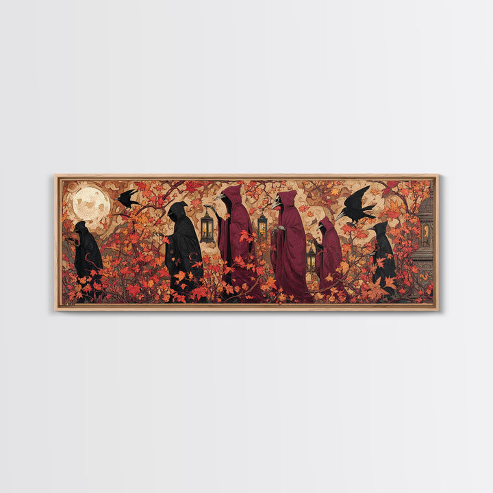 The Autumn Reaper Parade - Icon Portrait, Occult Wall Decor, Extra Wide Wall Art, Canvas Print, Halloween Home Decor, Gothic Wall Art