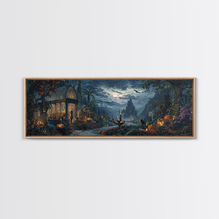 The Witch Queen Greenhouse - Environmental Panorama, Dark Fantasy Wall Art, Extra Wide Wall Art, Canvas Print, Halloween Home Decor
