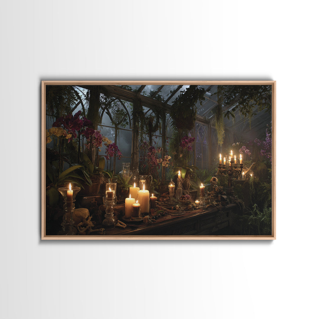 The Witch Queen Greenhouse - Occult Still Life, Dark Fantasy Wall Art, Landscape Wall Art, Canvas Print, Halloween Home Decor