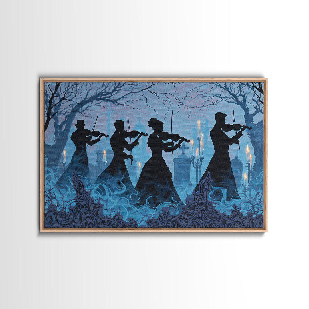The Ghostly Violin Procession - Icon Portrait, Gothic Home Decor, Landscape Wall Art, Canvas Print, Halloween Home Decor, Gothic Wall Art