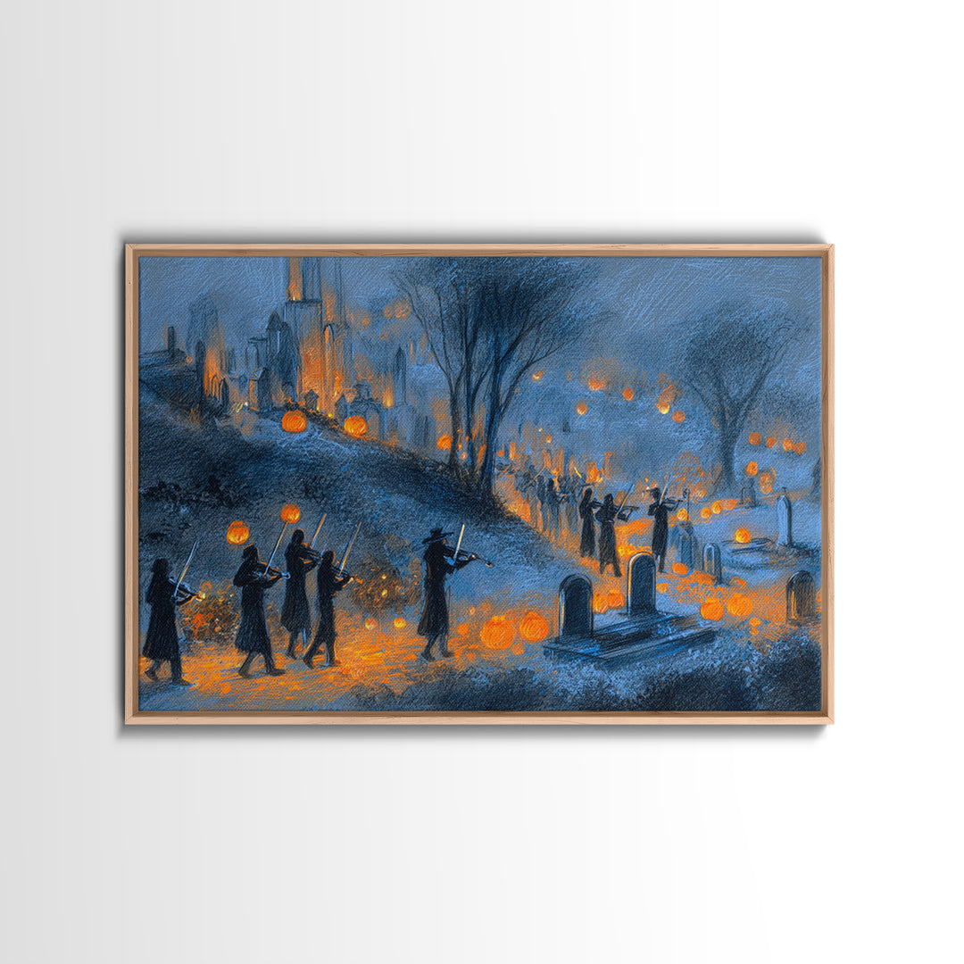 The Ghostly Violin Procession - Environmental Panorama, Gothic Home Decor, Landscape Wall Art, Canvas Print, Halloween Home Decor