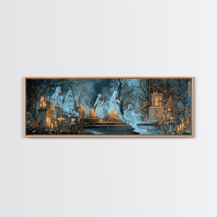 The Ghostly Violin Procession - Occult Still Life, Occult Wall Decor, Extra Wide Wall Art, Canvas Print, Halloween Home Decor