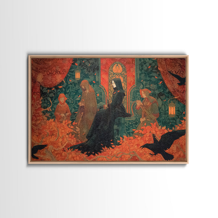 The Velvet Vampire Conservatory - Procession Scene, Occult Wall Decor, Landscape Wall Art, Canvas Print, Halloween Home Decor