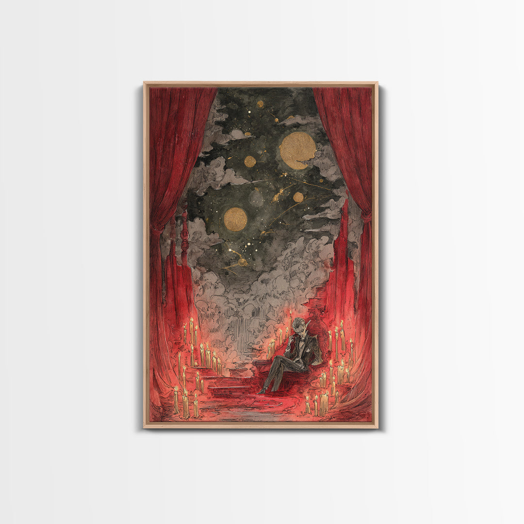 The Velvet Vampire Conservatory - Surreal Celestial Vision, Dark Fantasy Wall Art, Vertical Wall Art, Canvas Print, Halloween Home Decor