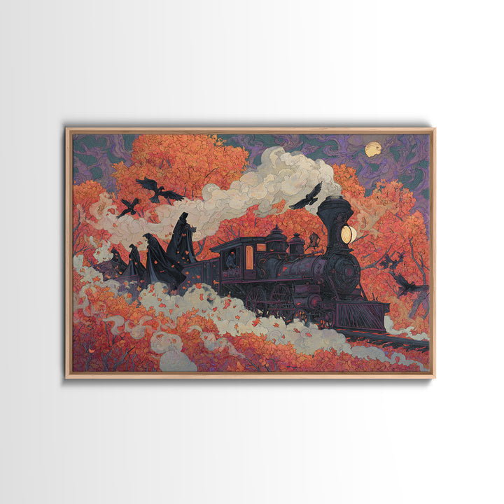 The Phantom Train Of October - Procession Scene, Gothic Home Decor, Landscape Wall Art, Canvas Print, Halloween Home Decor, Gothic Wall Art