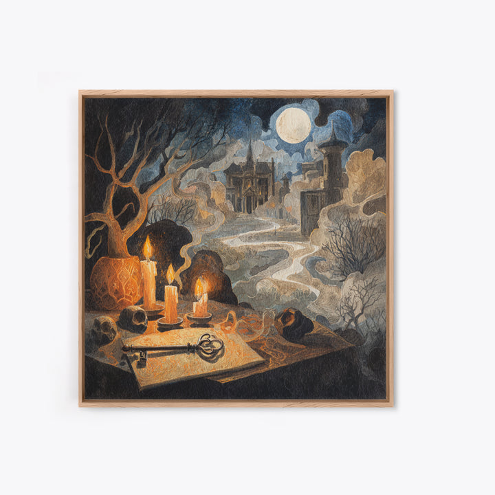 The Bone Key Still Life - Environmental Panorama, Gothic Home Decor, Square Wall Art, Canvas Print, Halloween Home Decor, Gothic Wall Art