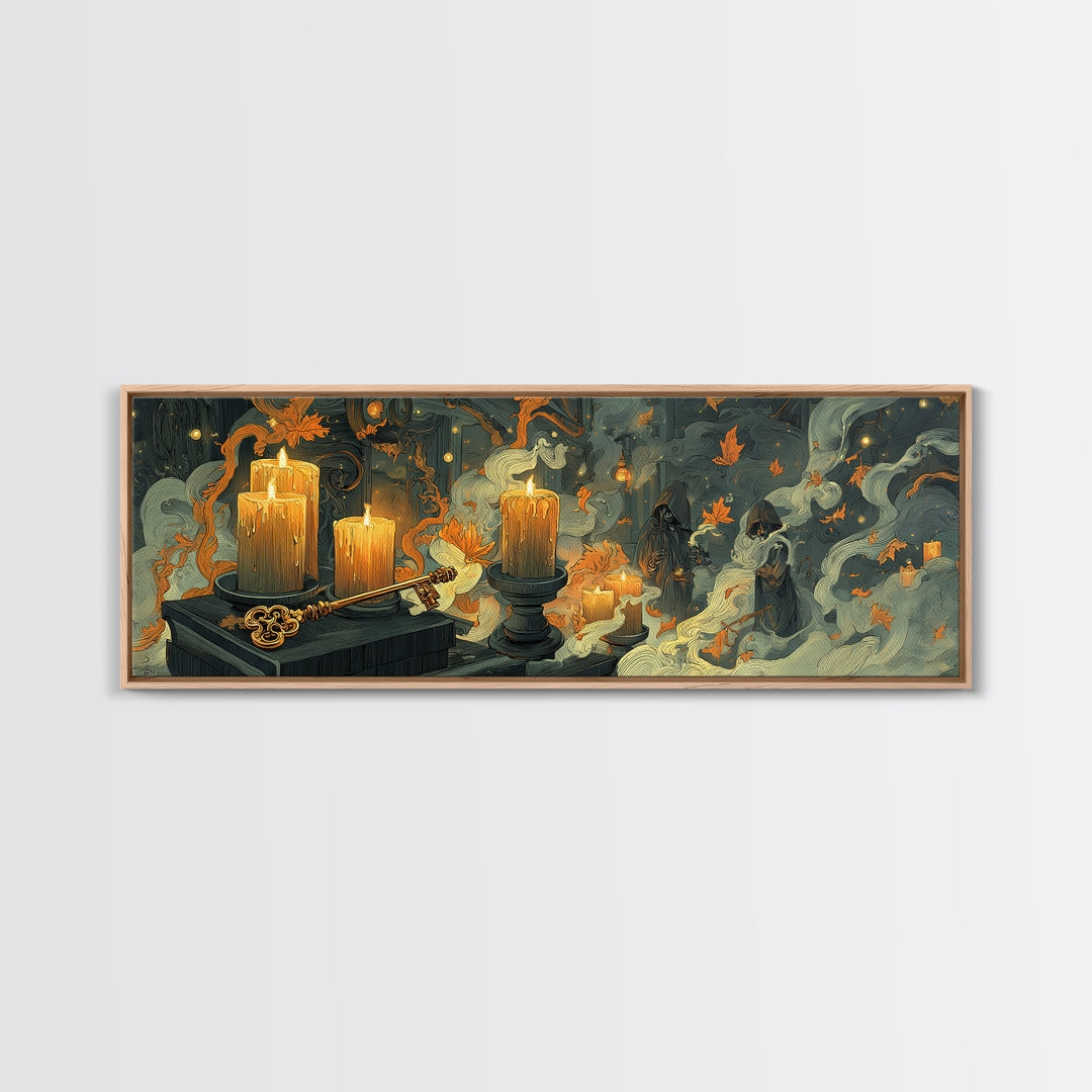 The Bone Key Still Life - Procession Scene, Spooky Wall Decor, Extra Wide Wall Art, Framed Canvas Print, Halloween Home Decor