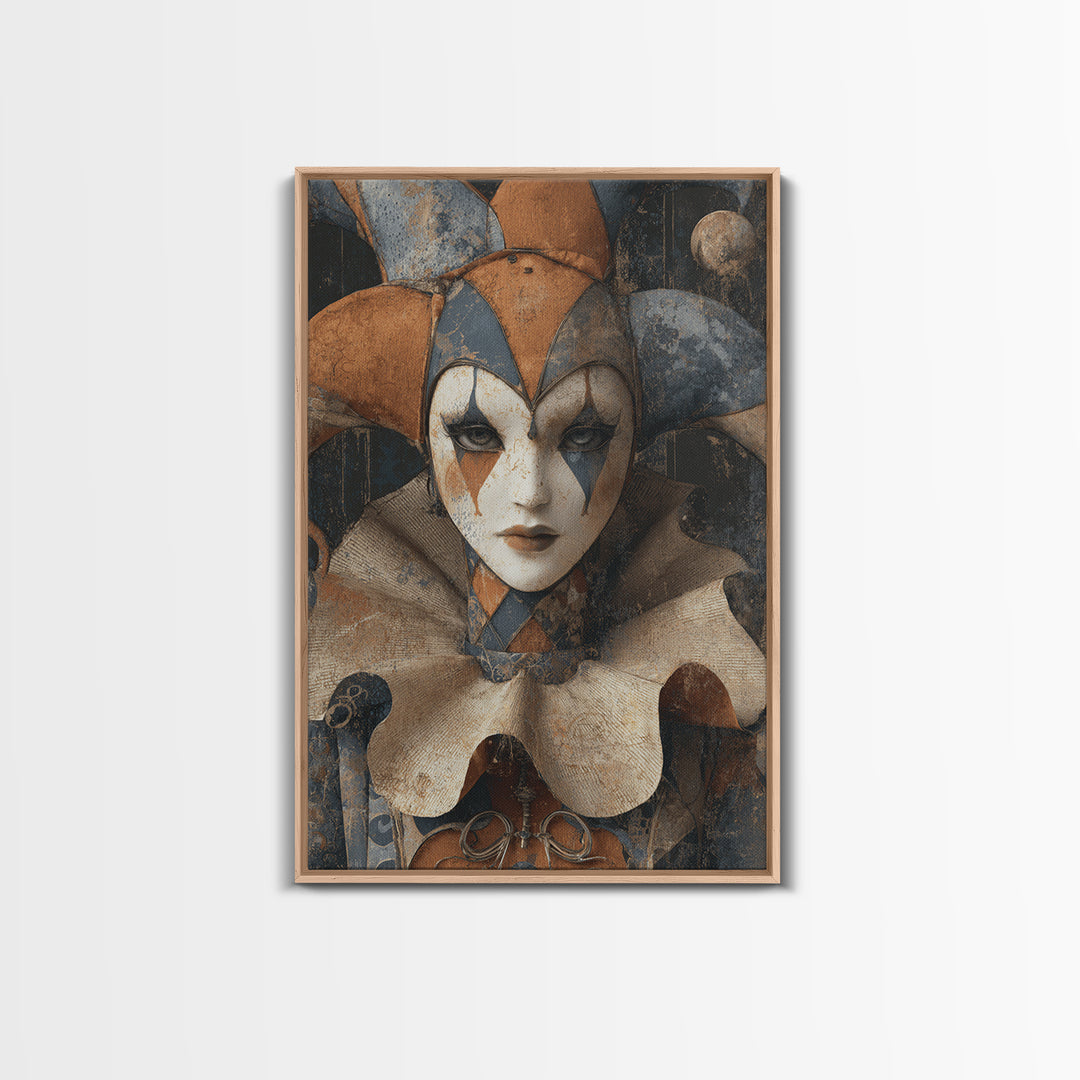 The Haunted Harlequin Doll - Icon Portrait, Dark Fantasy Wall Art, Vertical Wall Art, Canvas Print, Halloween Home Decor, Gothic Wall Art