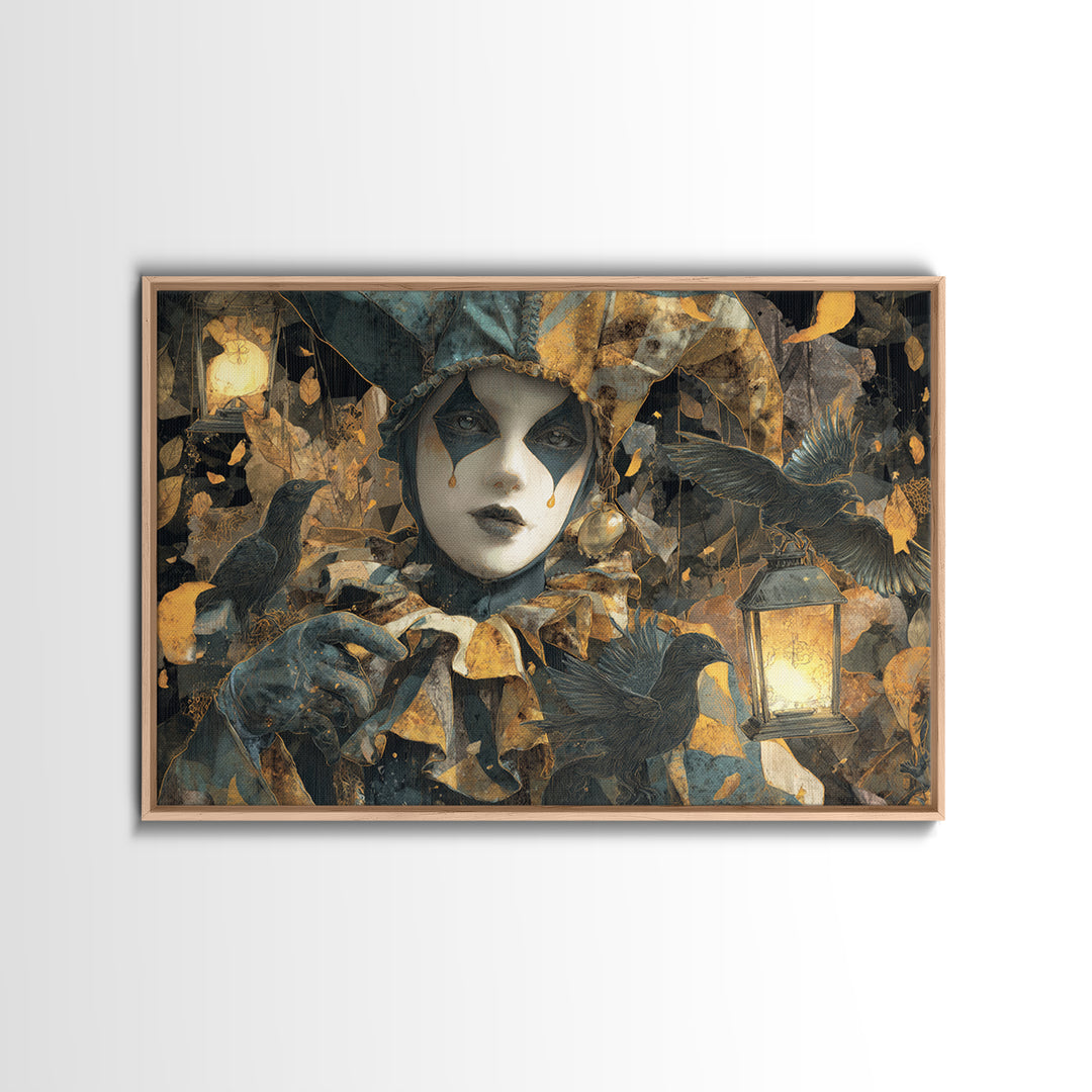 The Haunted Harlequin Doll - Procession Scene, Dark Fantasy Wall Art, Landscape Wall Art, Canvas Print, Halloween Home Decor