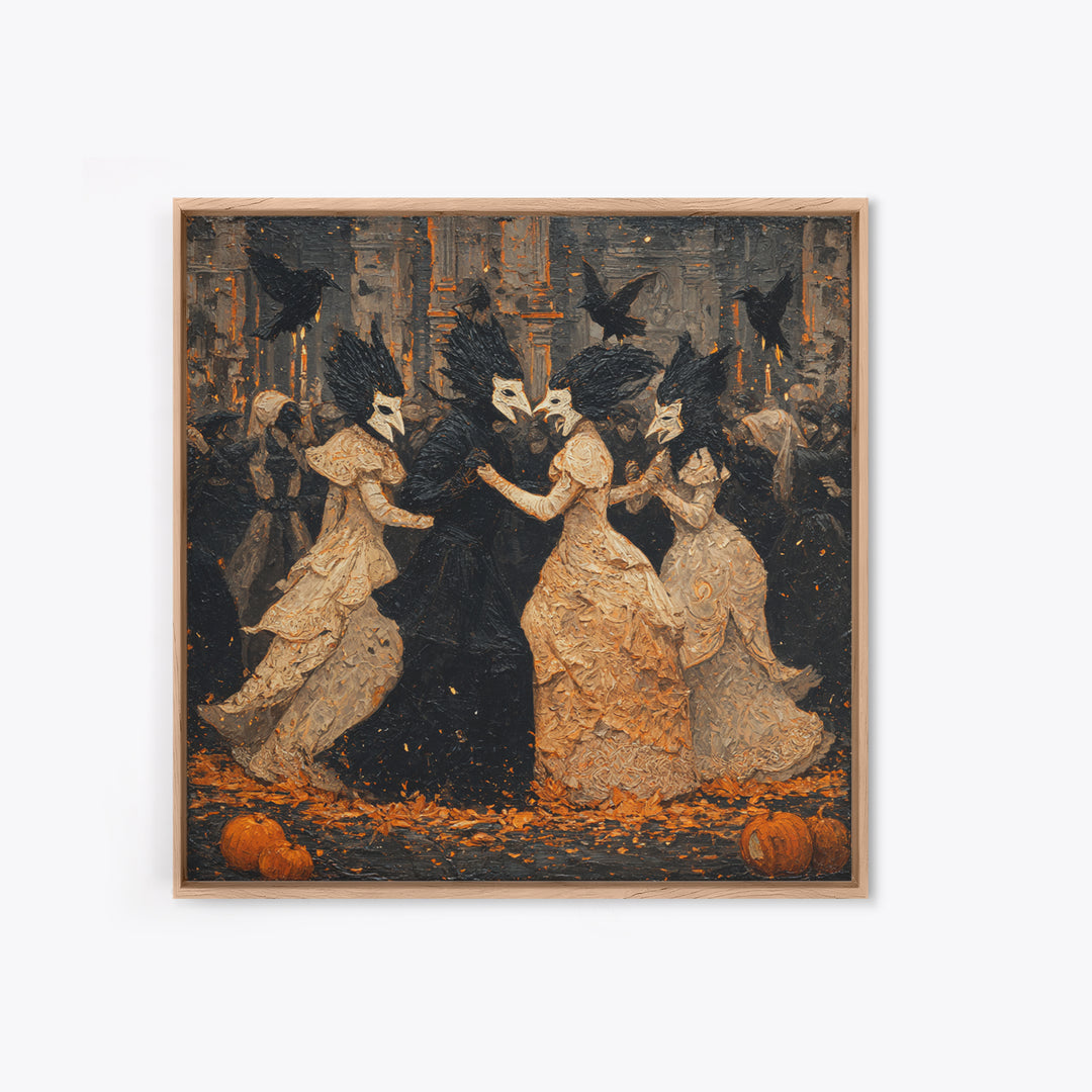 The Raven-Masked Ballroom - Icon Portrait, Gothic Home Decor, Square Wall Art, Canvas Print, Halloween Home Decor, Gothic Wall Art