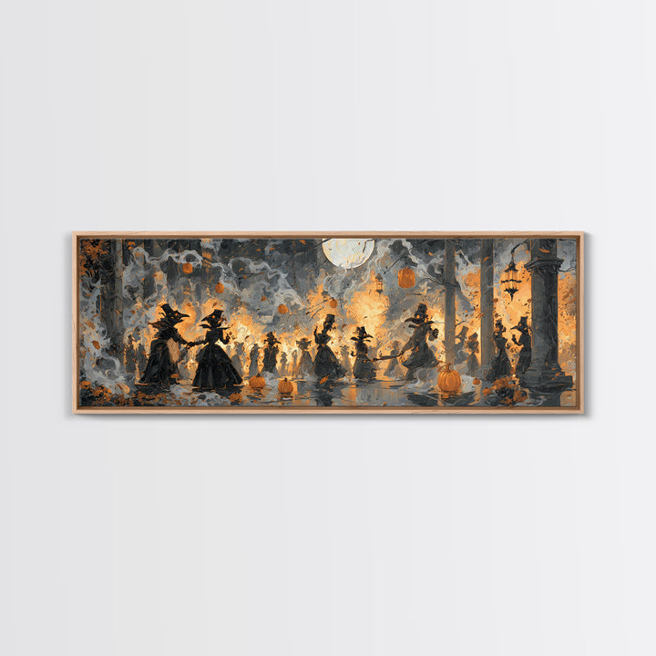The Raven-Masked Ballroom - Procession Scene, Occult Wall Decor, Extra Wide Wall Art, Canvas Print, Halloween Home Decor, Gothic Wall Art