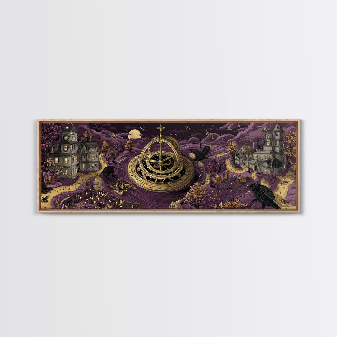 The Cursed Astrolabe - Environmental Panorama, Occult Wall Decor, Extra Wide Wall Art, Canvas Print, Halloween Home Decor, Gothic Wall Art