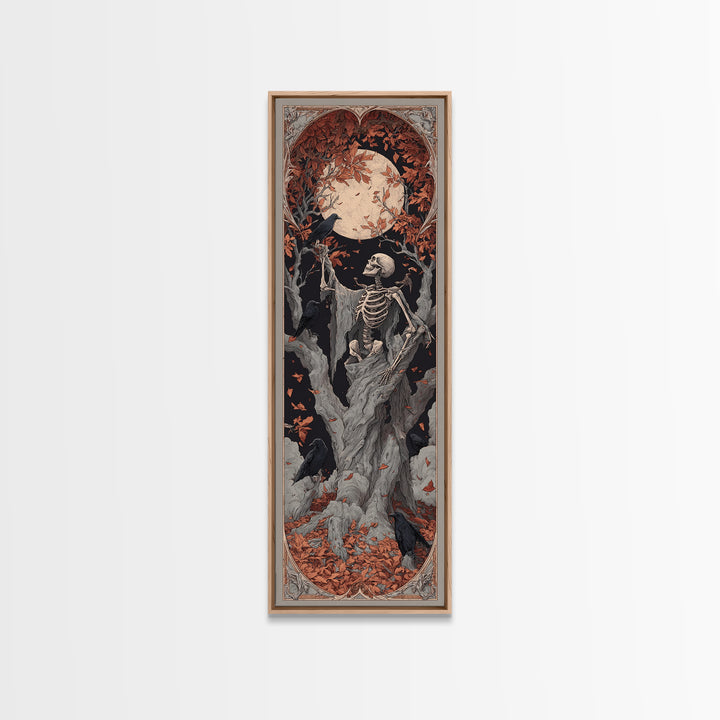 The Skeleton Cartographer - Icon Portrait, Occult Wall Decor, Tall Narrow Wall Art, Canvas Print, Halloween Home Decor, Gothic Wall Art