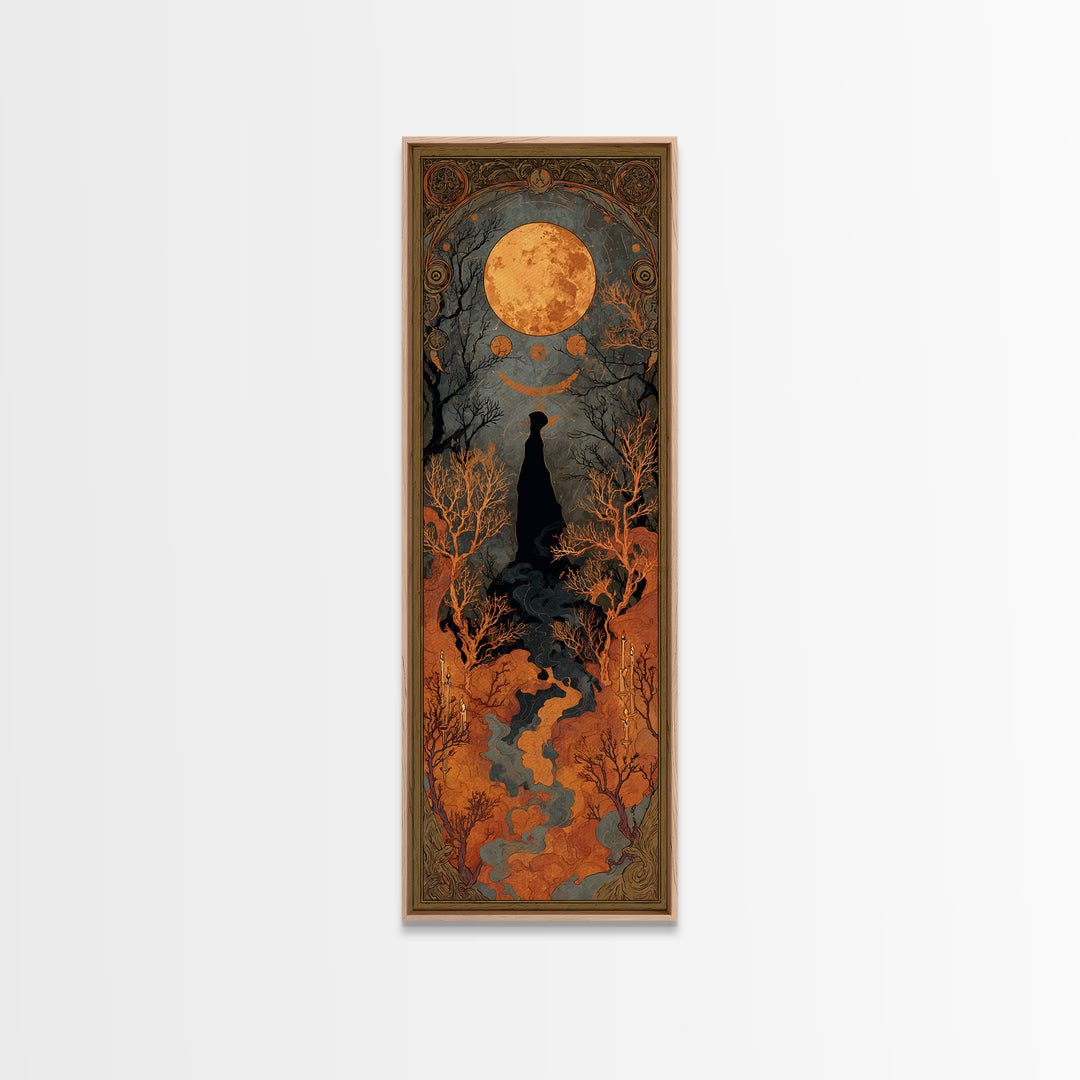 The Witch Astronomical Cabinet - Icon Portrait, Spooky Wall Decor, Tall Narrow Wall Art, Framed Canvas Print, Halloween Home Decor
