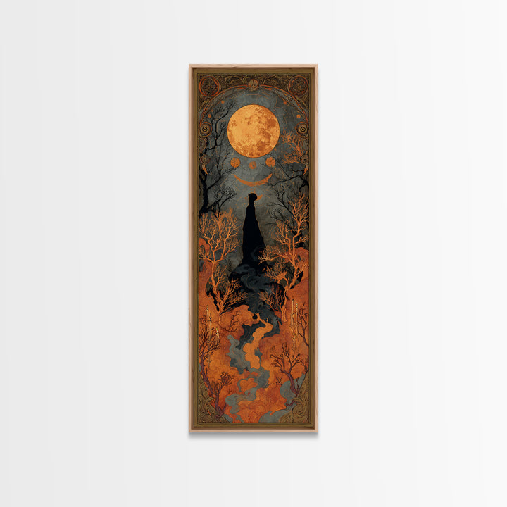 The Witch Astronomical Cabinet - Icon Portrait, Spooky Wall Decor, Tall Narrow Wall Art, Framed Canvas Print, Halloween Home Decor