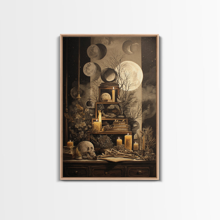 The Witch Astronomical Cabinet - Occult Still Life, Gothic Home Decor, Vertical Wall Art, Canvas Print, Halloween Home Decor