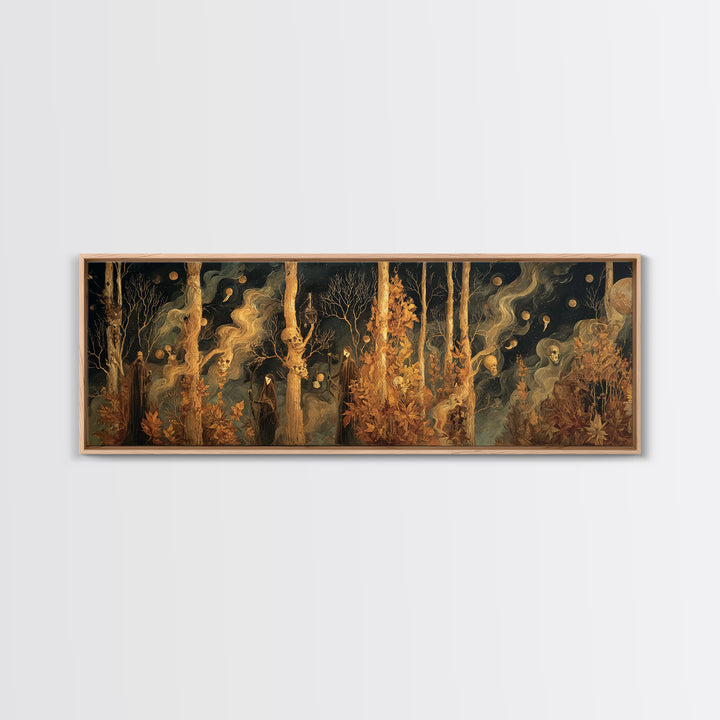 The Witch Astronomical Cabinet - Procession Scene, Occult Wall Decor, Extra Wide Wall Art, Canvas Print, Halloween Home Decor