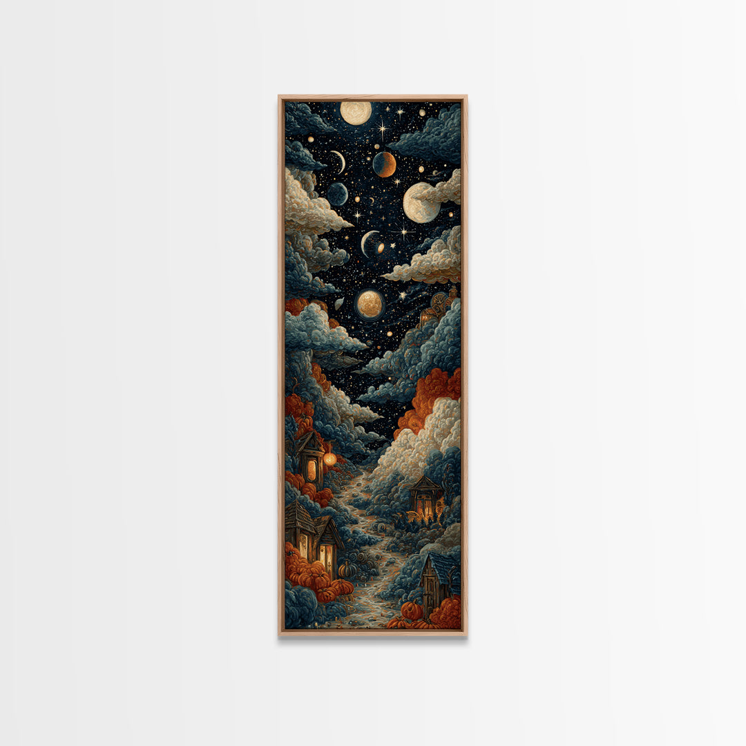 The Witch Astronomical Cabinet - Surreal Celestial Vision, Spooky Wall Decor, Tall Narrow Wall Art, Framed Canvas Print, Gothic Wall Art