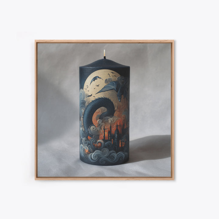 The Candle Smoke Dragon - Icon Portrait, Gothic Home Decor, Square Wall Art, Canvas Print, Halloween Home Decor, Gothic Wall Art
