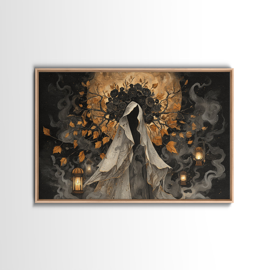 The Mourning Moth Halo - Procession Scene, Dark Fantasy Wall Art, Landscape Wall Art, Canvas Print, Halloween Home Decor, Gothic Wall Art
