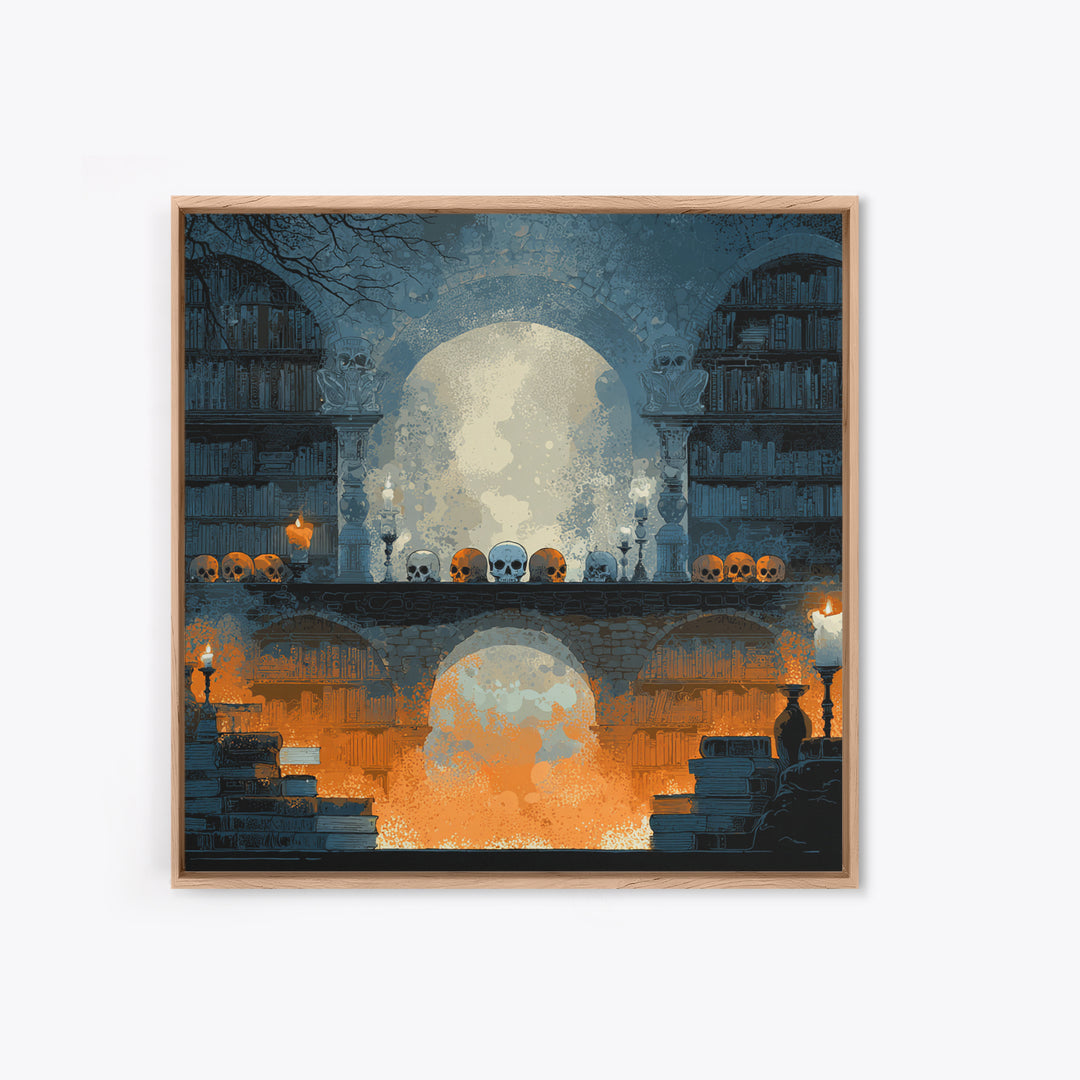 The Catacomb Library - Icon Portrait, Dark Fantasy Wall Art, Square Wall Art, Canvas Print, Halloween Home Decor, Gothic Wall Art