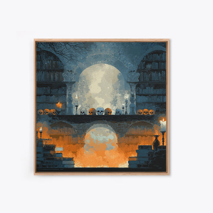 The Catacomb Library - Icon Portrait, Dark Fantasy Wall Art, Square Wall Art, Canvas Print, Halloween Home Decor, Gothic Wall Art