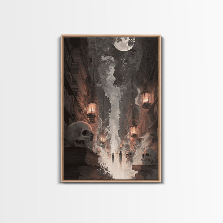 The Catacomb Library - Procession Scene, Occult Wall Decor, Vertical Wall Art, Canvas Print, Halloween Home Decor, Gothic Wall Art