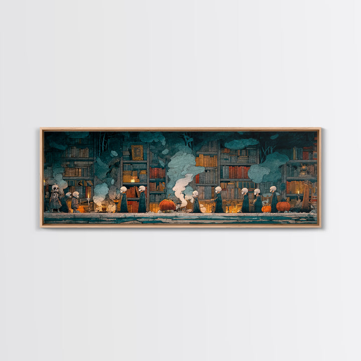The Catacomb Library - Procession Scene, Occult Wall Decor, Extra Wide Wall Art, Canvas Print, Halloween Home Decor, Gothic Wall Art