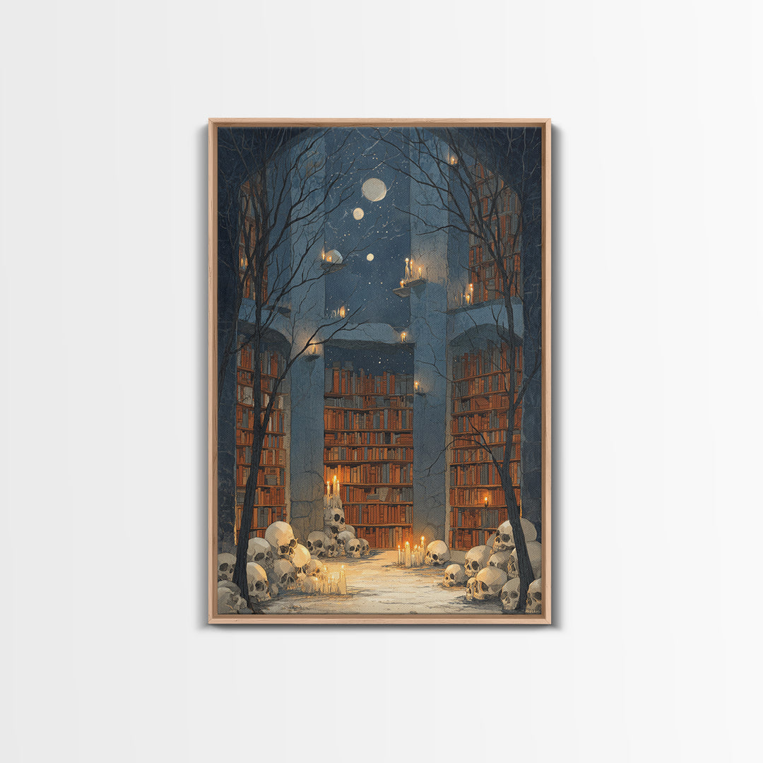 The Catacomb Library - Surreal Celestial Vision, Dark Fantasy Wall Art, Vertical Wall Art, Canvas Print, Halloween Home Decor