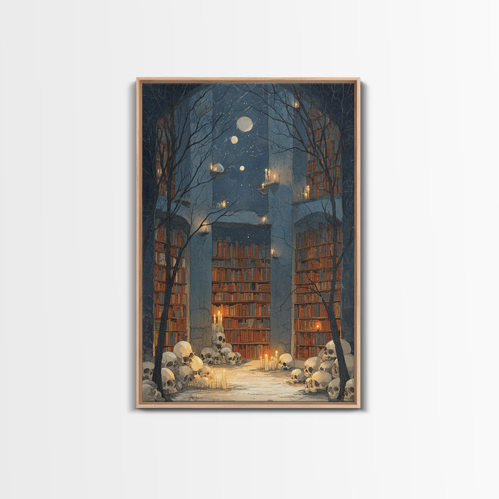 The Catacomb Library - Surreal Celestial Vision, Dark Fantasy Wall Art, Vertical Wall Art, Canvas Print, Halloween Home Decor
