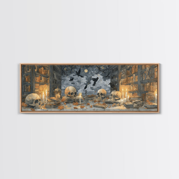 The Catacomb Library - Surreal Celestial Vision, Gothic Home Decor, Extra Wide Wall Art, Canvas Print, Halloween Home Decor, Gothic Wall Art