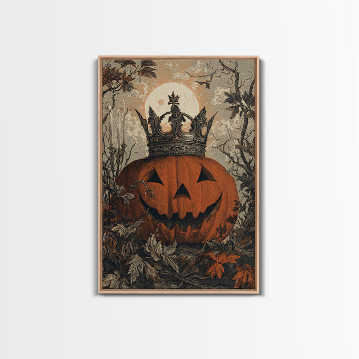 The Jack-O-Lantern Crown Jewels - Icon Portrait, Macabre Halloween Art, Vertical Wall Art, Framed Canvas Print, Halloween Home Decor