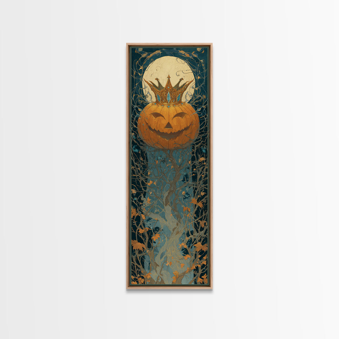 The Jack-O-Lantern Crown Jewels - Icon Portrait, Macabre Halloween Art, Tall Narrow Wall Art, Framed Canvas Print, Halloween Home Decor