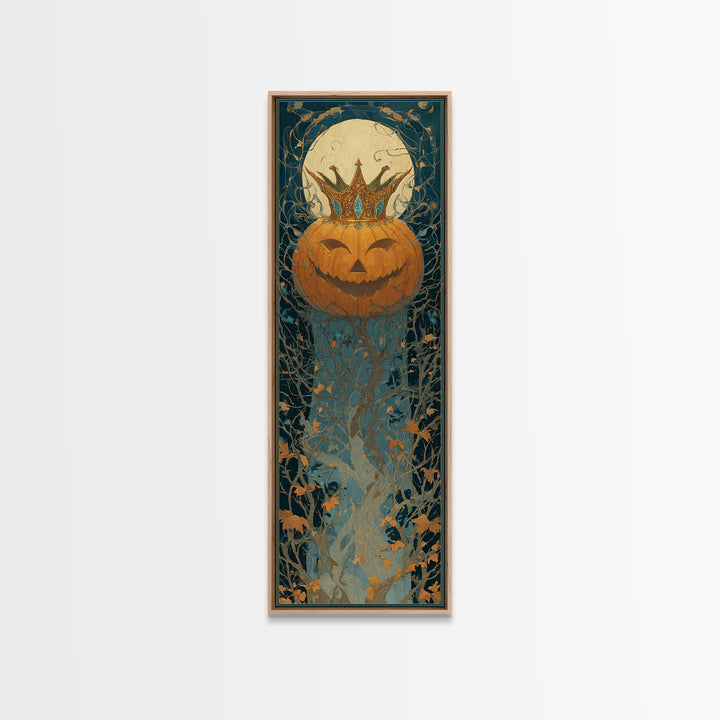 The Jack-O-Lantern Crown Jewels - Icon Portrait, Macabre Halloween Art, Tall Narrow Wall Art, Framed Canvas Print, Halloween Home Decor