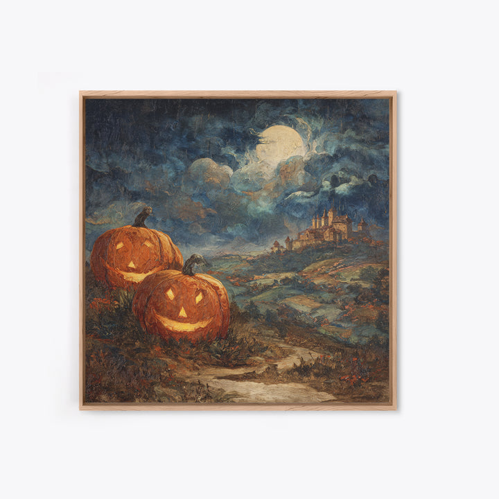 The Jack-O-Lantern Crown Jewels - Environmental Panorama, Occult Wall Decor, Square Wall Art, Canvas Print, Halloween Home Decor