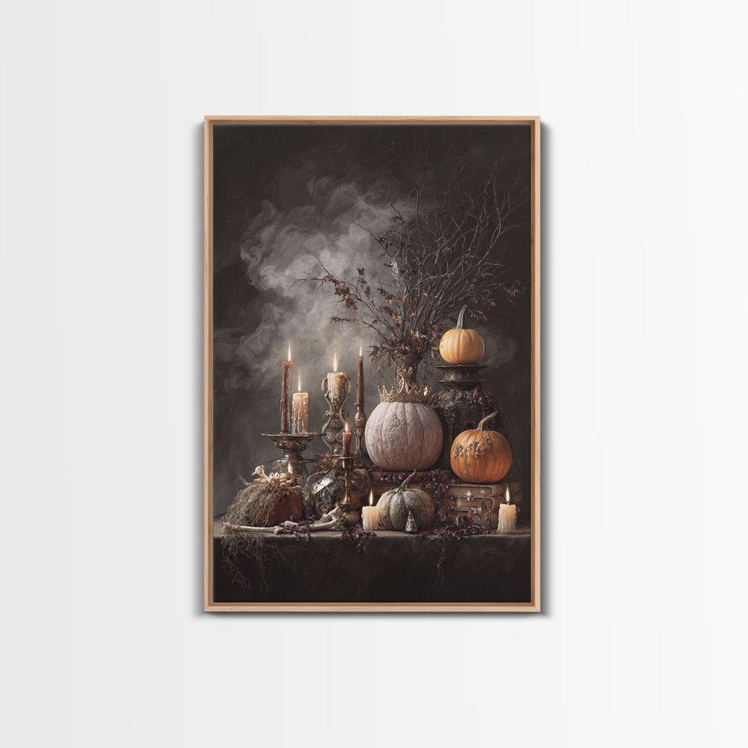 The Jack-O-Lantern Crown Jewels - Occult Still Life, Gothic Home Decor, Vertical Wall Art, Canvas Print, Halloween Home Decor