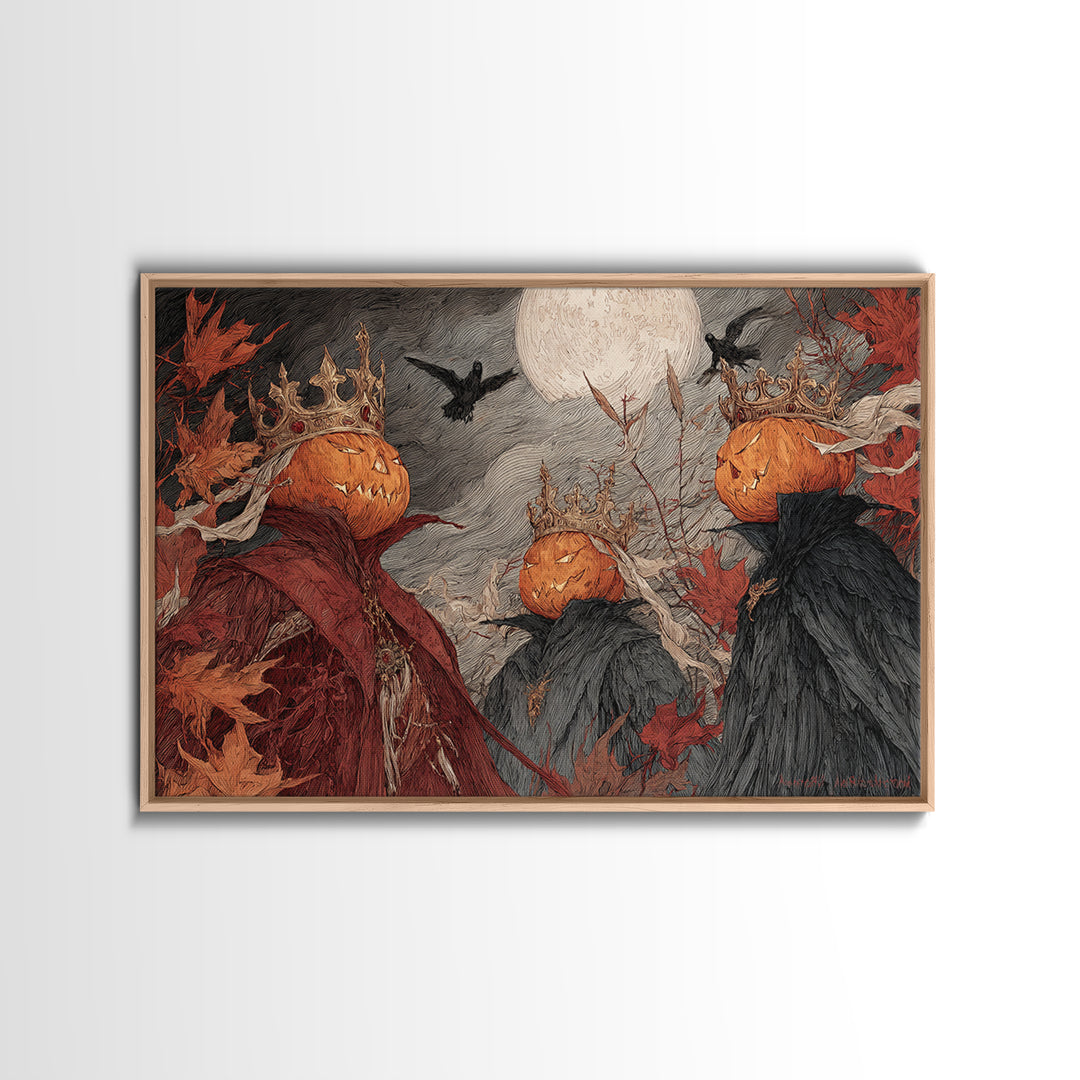 The Jack-O-Lantern Crown Jewels - Procession Scene, Dark Fantasy Wall Art, Landscape Wall Art, Canvas Print, Halloween Home Decor