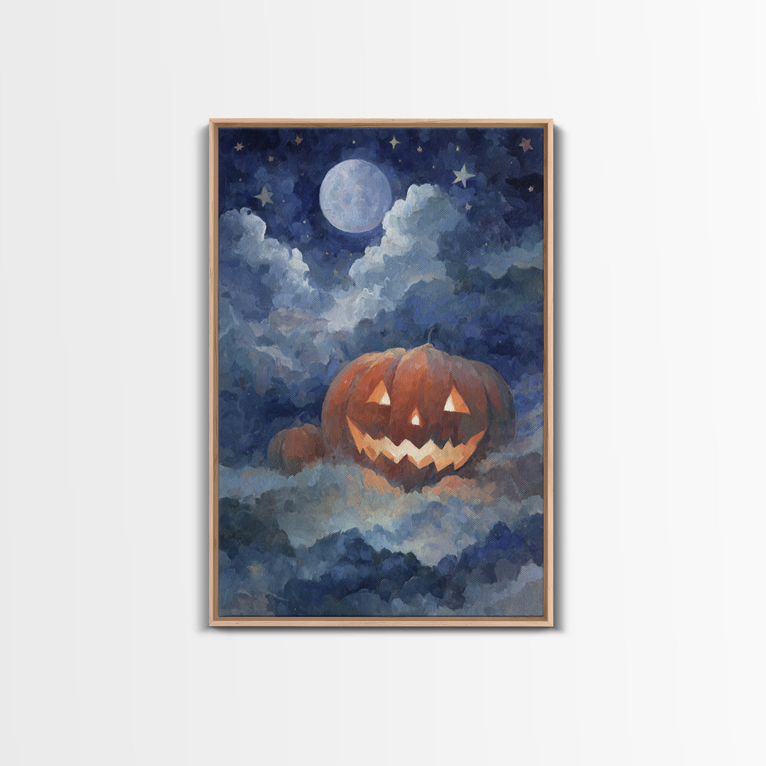 The Jack-O-Lantern Crown Jewels - Surreal Celestial Vision, Gothic Home Decor, Vertical Wall Art, Canvas Print, Halloween Home Decor