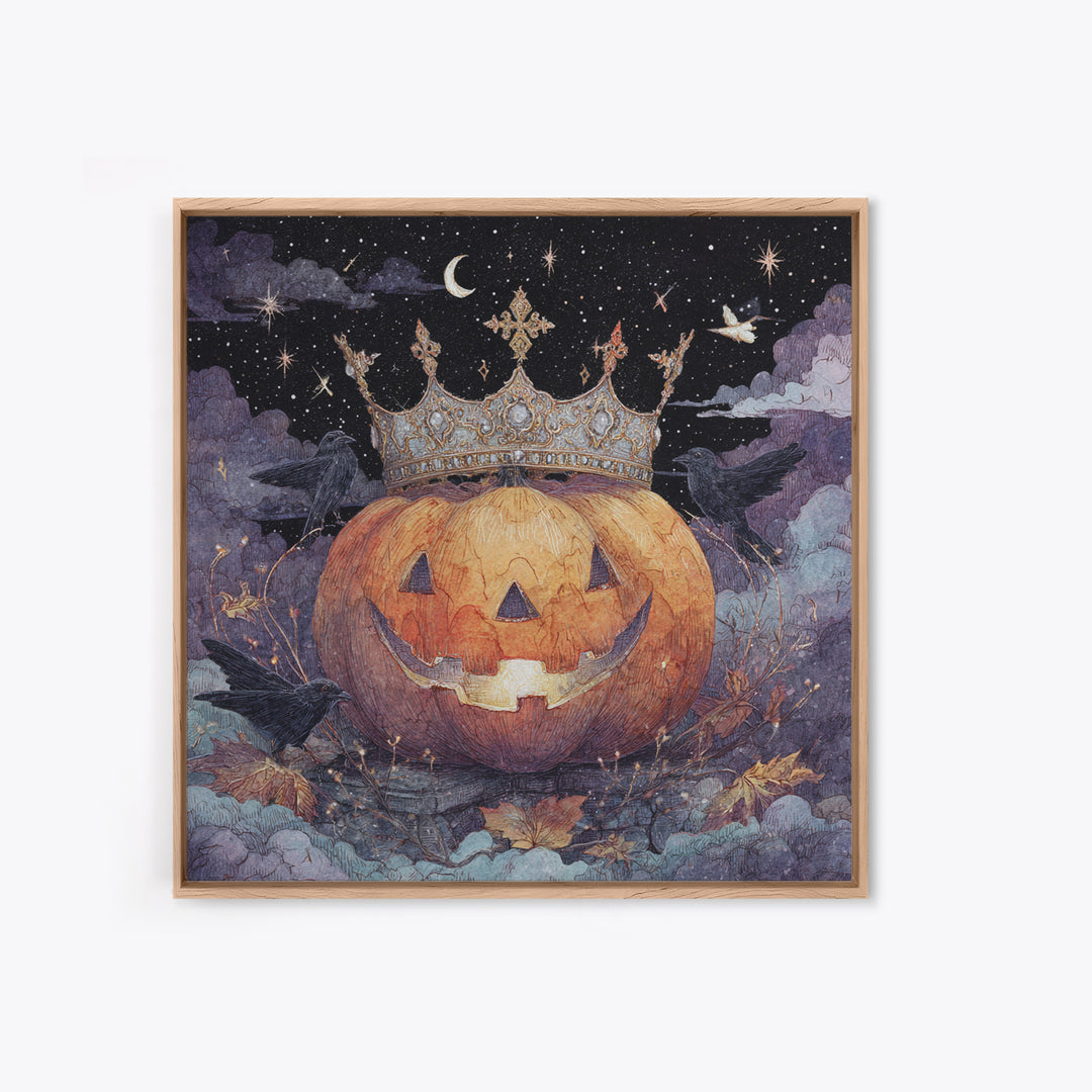 The Jack-O-Lantern Crown Jewels - Surreal Celestial Vision, Dark Fantasy Wall Art, Square Wall Art, Canvas Print, Halloween Home Decor