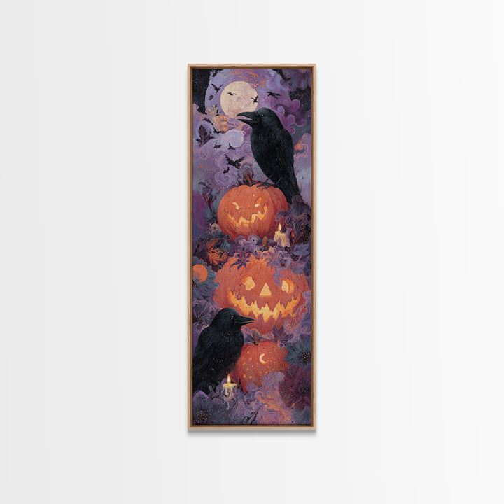 The Jack-O-Lantern Crown Jewels - Surreal Celestial Vision, Halloween Wall Art, Tall Narrow Wall Art, Framed Canvas Print, Gothic Wall Art