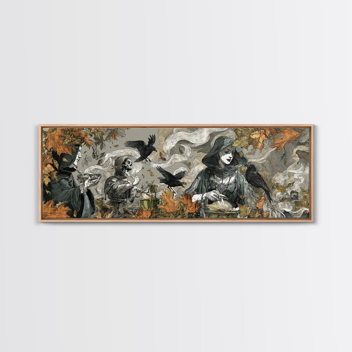 The Harvest Moon Tarot Reader - Procession Scene, Gothic Home Decor, Extra Wide Wall Art, Canvas Print, Halloween Home Decor