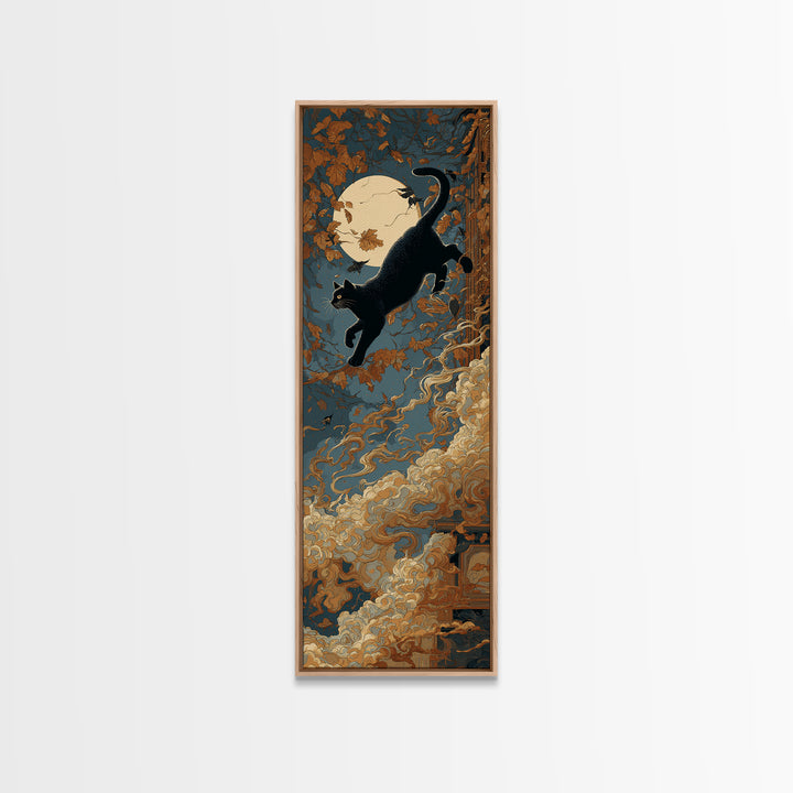 The Black Cat Constellation - Icon Portrait, Dark Fantasy Wall Art, Tall Narrow Wall Art, Canvas Print, Halloween Home Decor