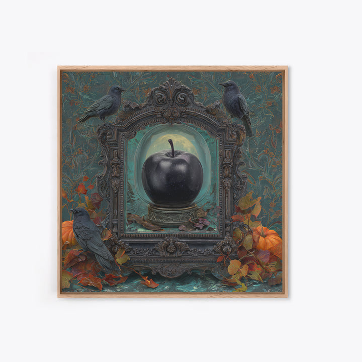 The Poison Apple Reliquary - Icon Portrait, Macabre Halloween Art, Square Wall Art, Framed Canvas Print, Halloween Home Decor