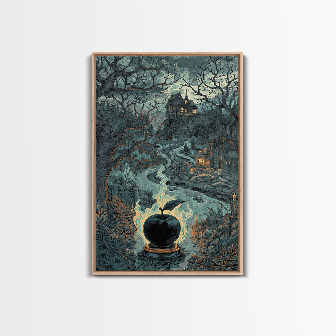 The Poison Apple Reliquary - Environmental Panorama, Occult Wall Decor, Vertical Wall Art, Canvas Print, Halloween Home Decor