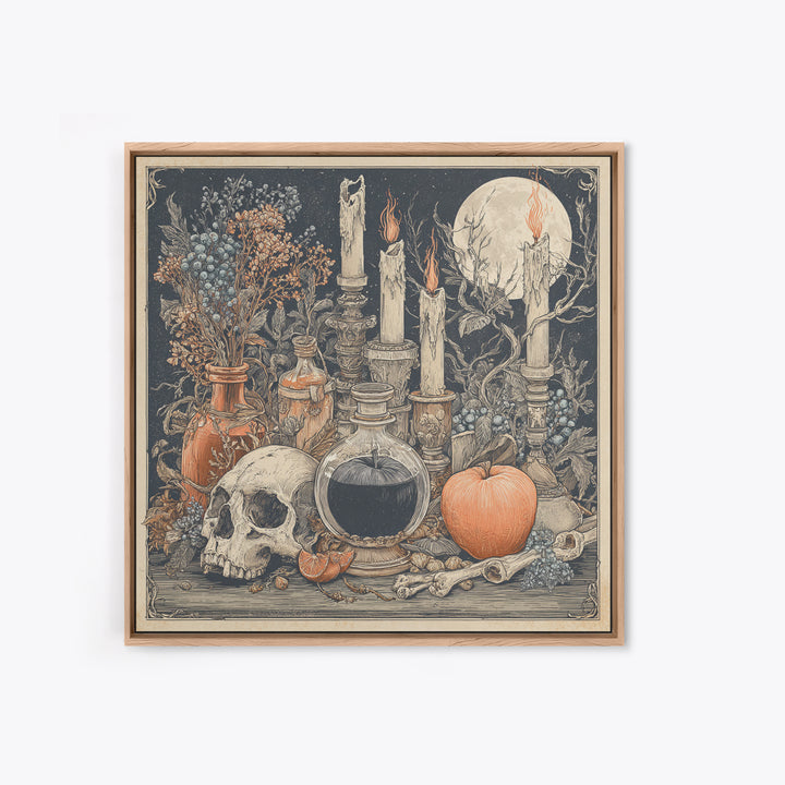 The Poison Apple Reliquary - Occult Still Life, Halloween Wall Art, Square Wall Art, Framed Canvas Print, Halloween Home Decor