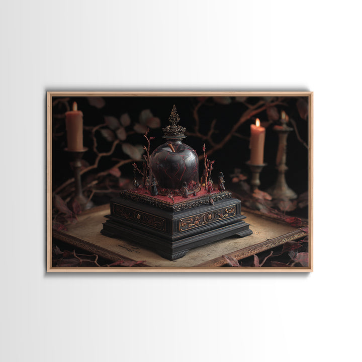 The Poison Apple Reliquary - Procession Scene, Spooky Wall Decor, Landscape Wall Art, Framed Canvas Print, Halloween Home Decor