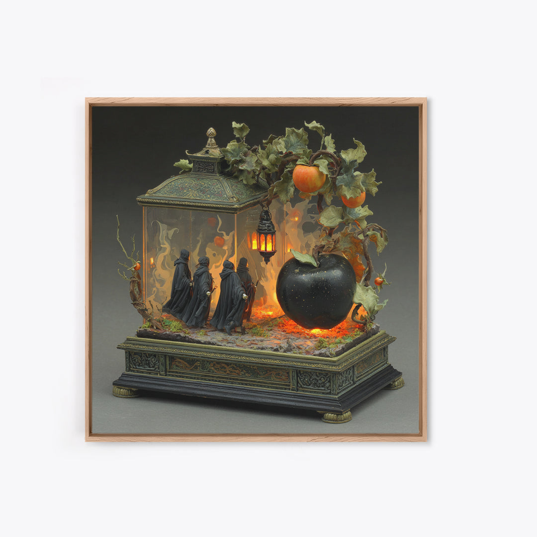 The Poison Apple Reliquary - Procession Scene, Occult Wall Decor, Square Wall Art, Canvas Print, Halloween Home Decor, Gothic Wall Art