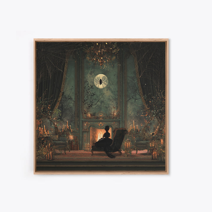The Spider Queen Parlor - Icon Portrait, Spooky Wall Decor, Square Wall Art, Framed Canvas Print, Halloween Home Decor, Gothic Wall Art
